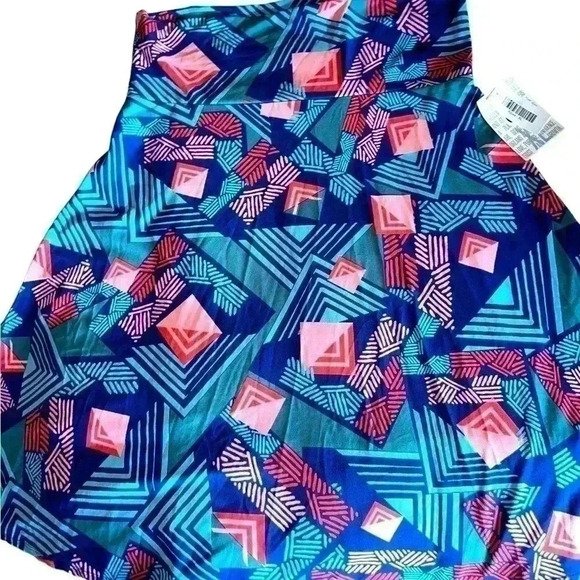 Lularoe Blue XL Geometric a line Azure Skirt . NWT. Pink , coral, turquoise . - Picture 1 of 6